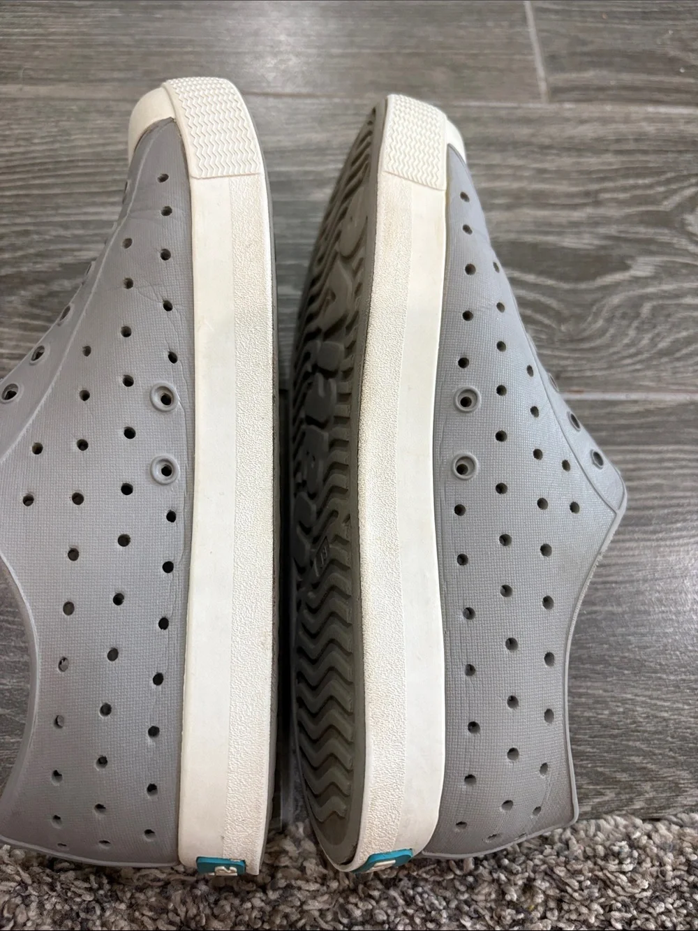 Native Jefferson Slip-On Sneakers in Grey with White Toe